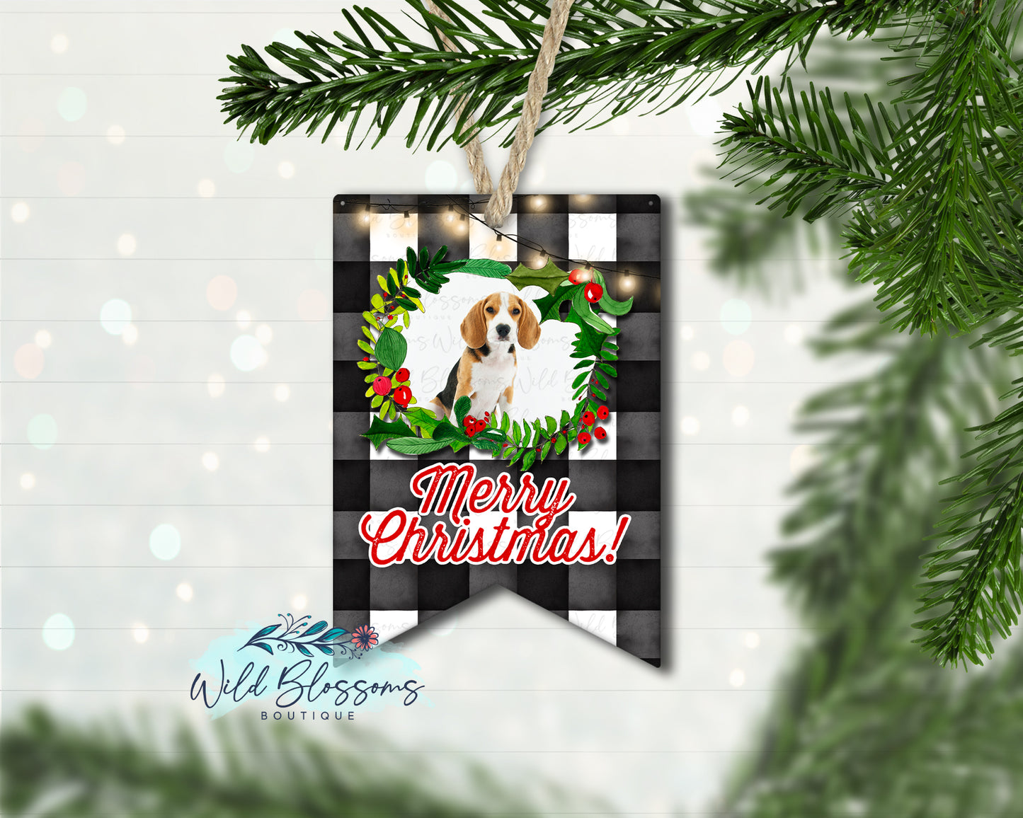 Buffalo Plaid Photo Bunting Ornament