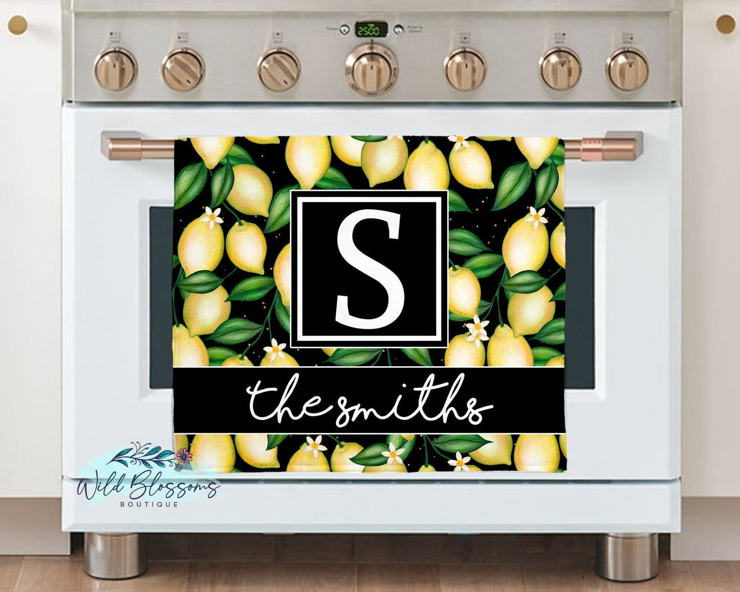 Black Lemon Personalized Family Name Glass Cutting Board