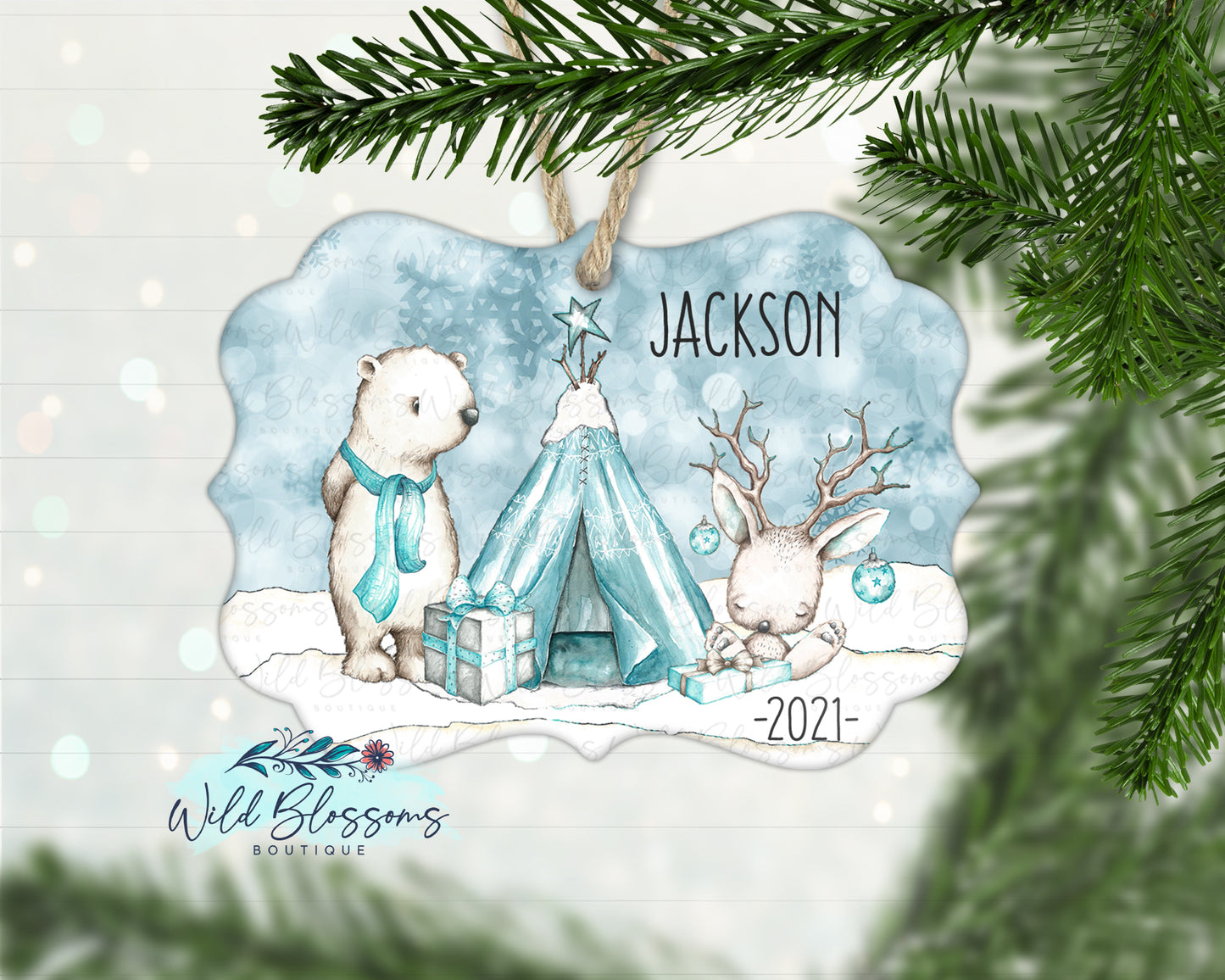 Polar Bear and Teepee Ornament