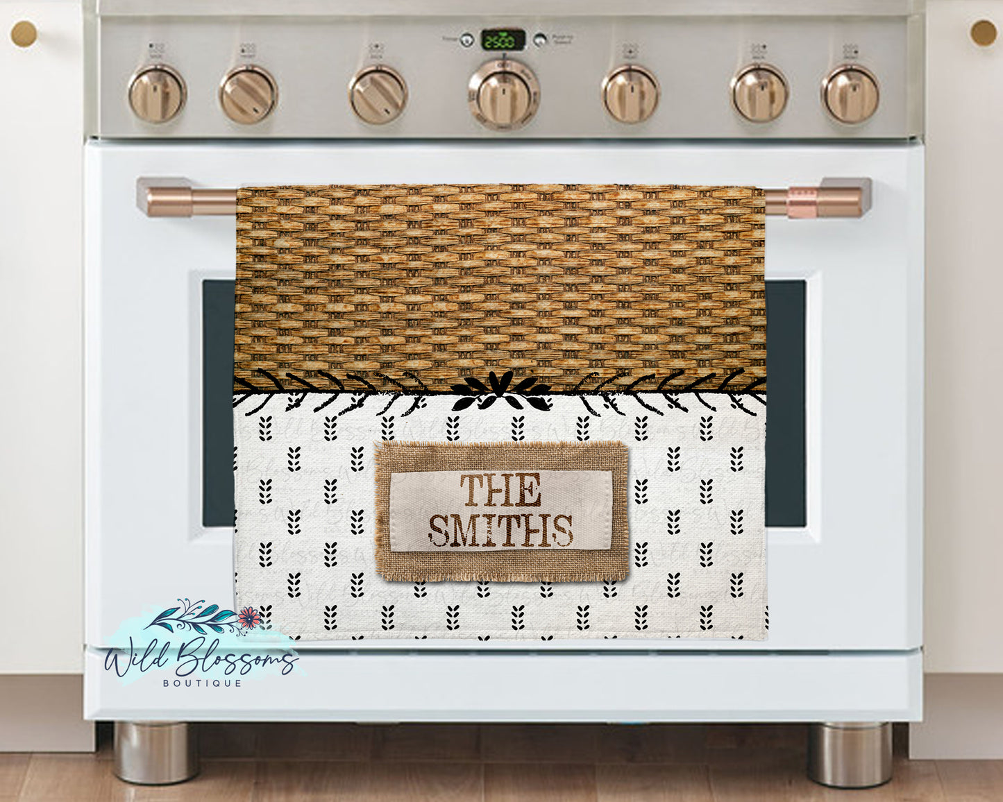 Boho Black And Wooden Personalized Glass Cutting Board