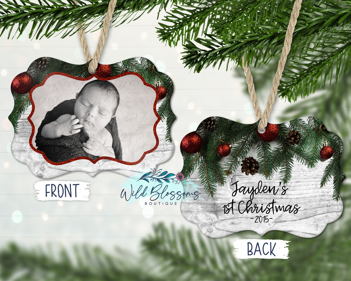 Christmas Pine Photo Ornament