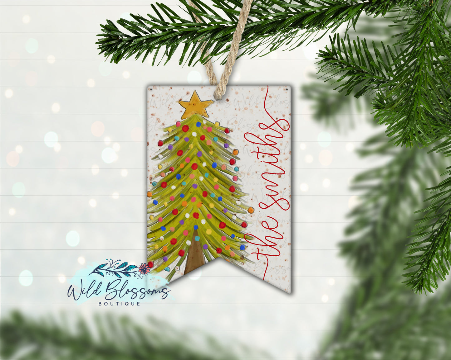 Colorful Christmas Tree Personalized Ornament