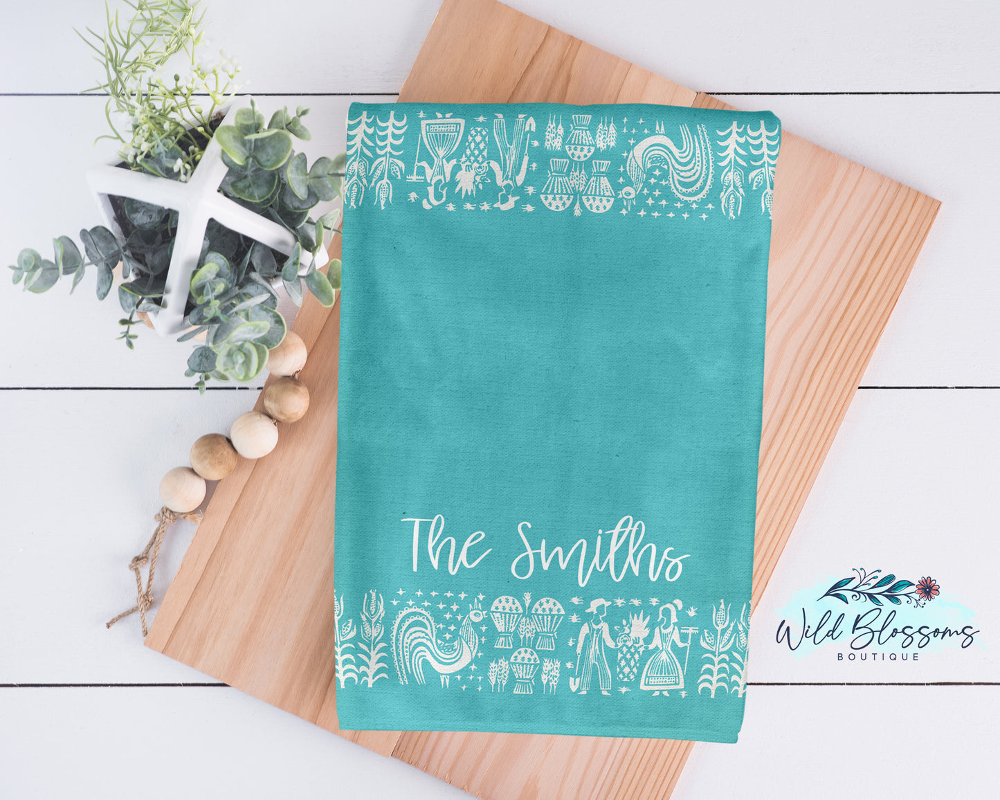 Vintage Butterprint Personalized Kitchen Towel
