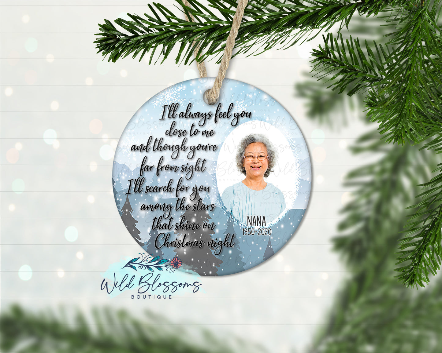 Christmas Night Memorial Photo Ornament