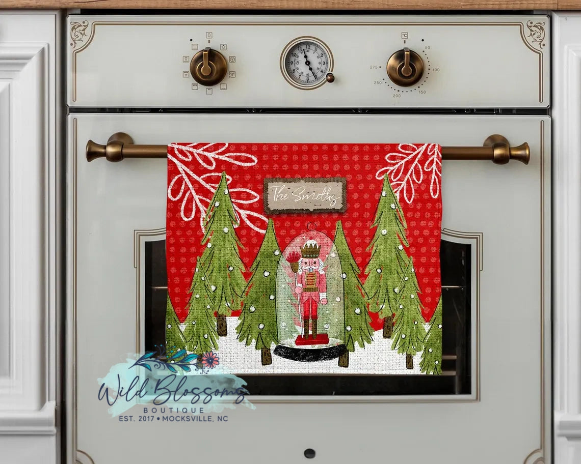 Christmas Whimsy Nutcracker Personalized Kitchen Towel