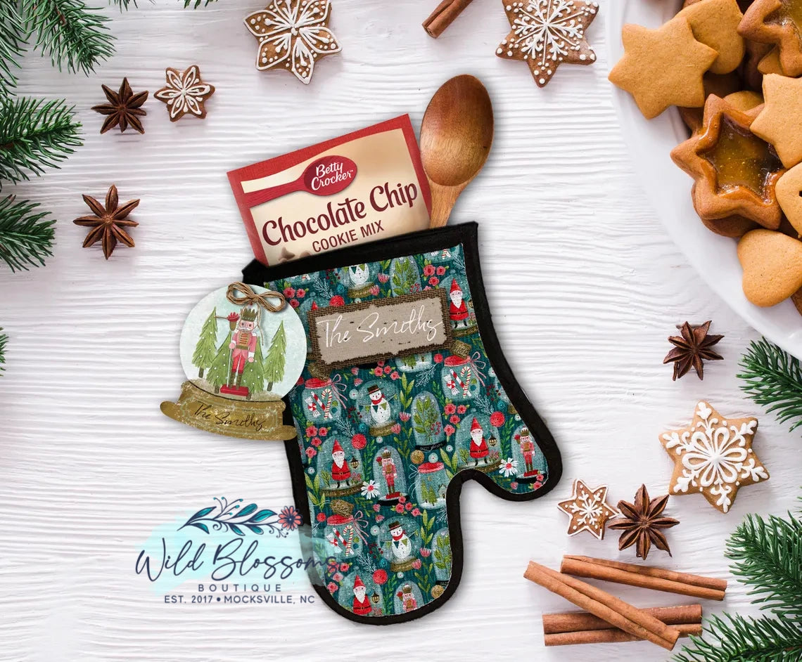 Christmas Floral Whimsy Nutcracker Snowman and Santa Personalized Gift Set