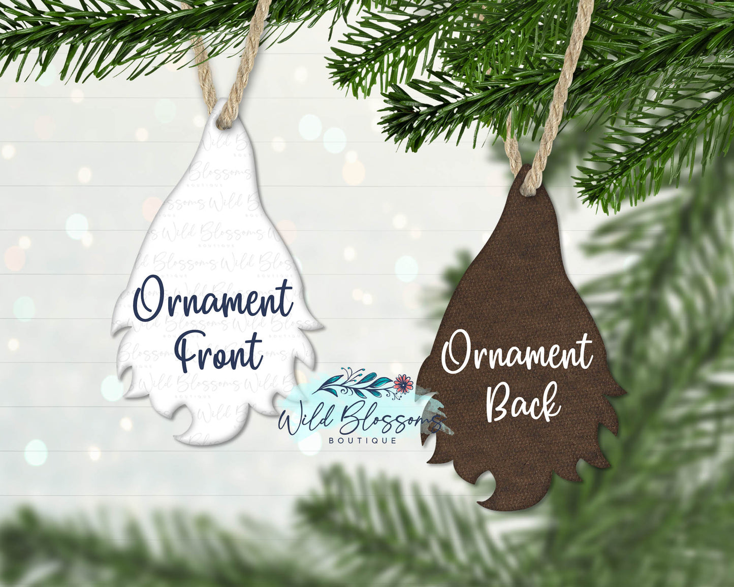 Buffalo Plaid Magnolia Wreath Gnome Ornament
