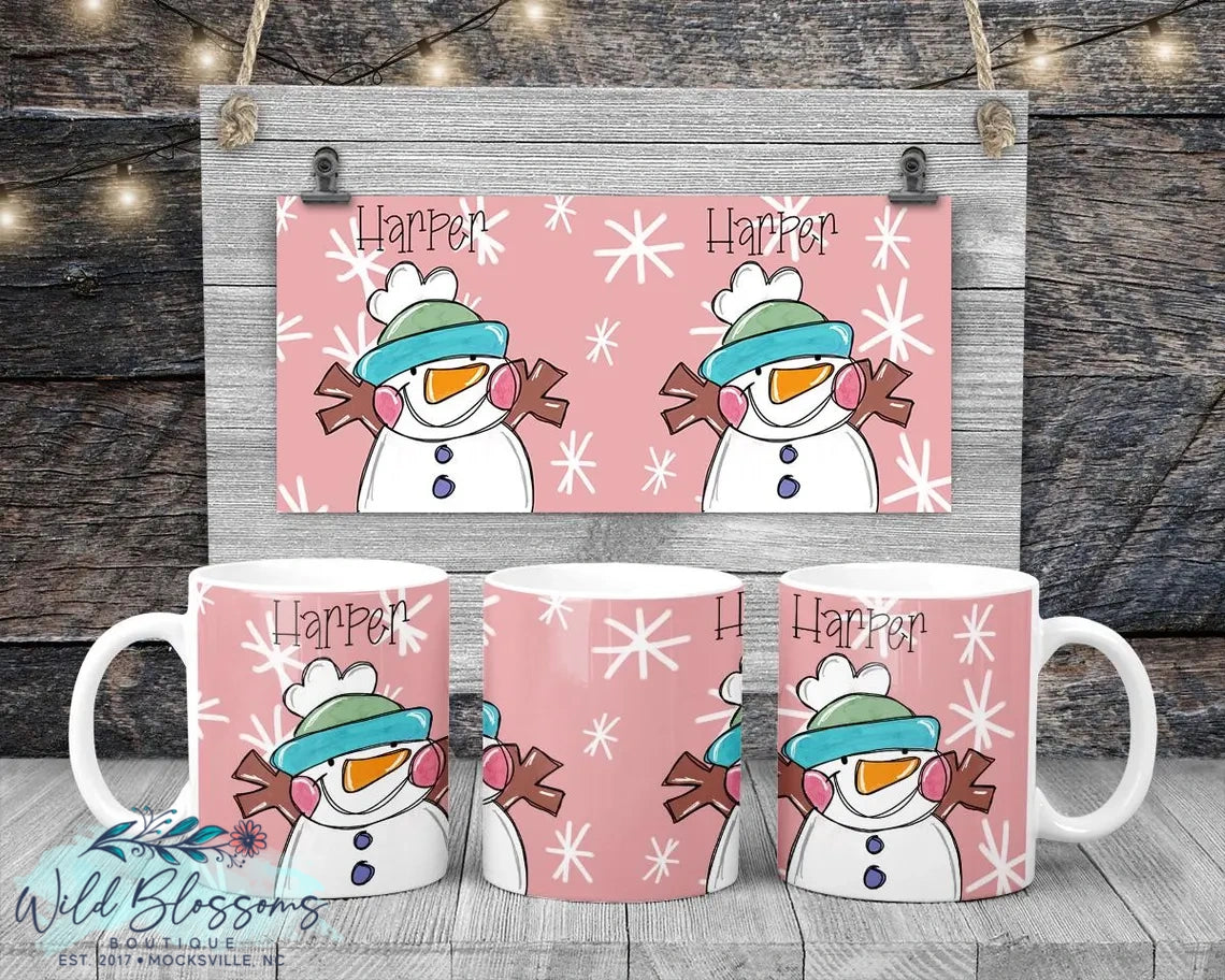 Personalized Girl Whimsical Snowman Kids Christmas Eve Box