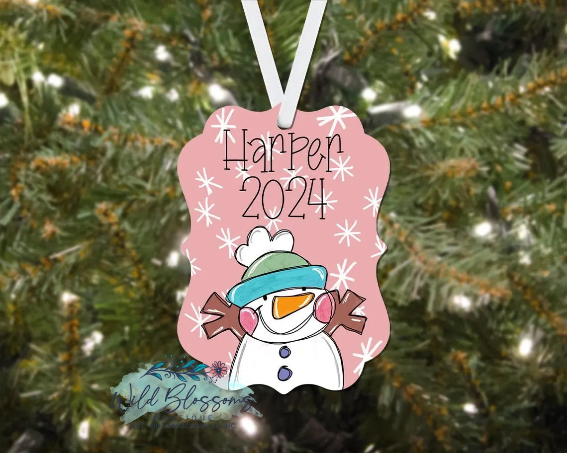 Personalized Girl Whimsical Snowman Kids Christmas Eve Box