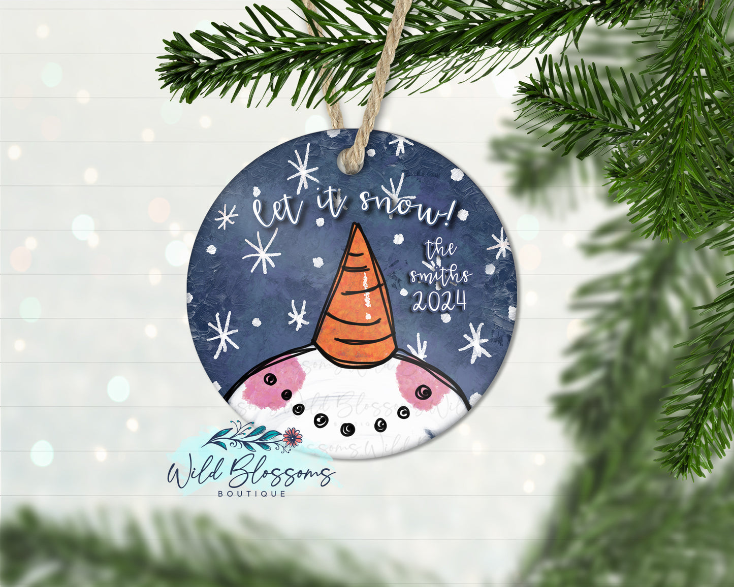 Let It Snow Snowman Personalized Ornament