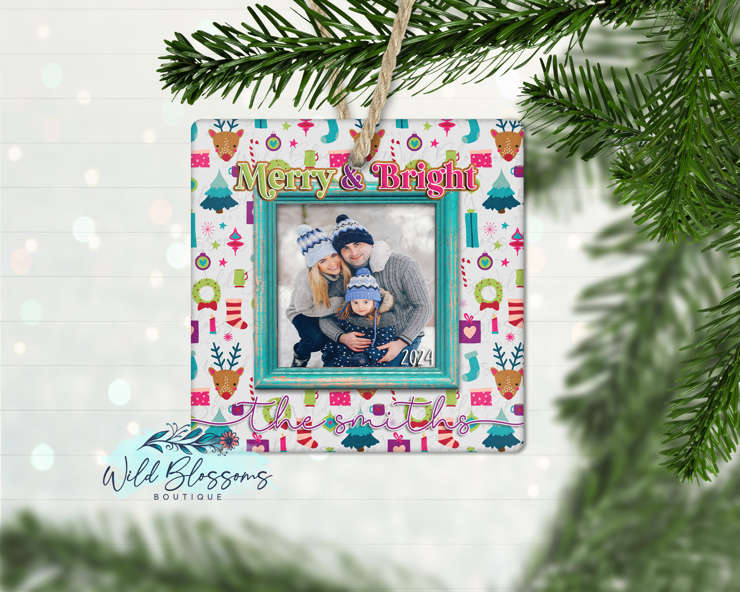 Merry And Bright Personalized Photo Ornament