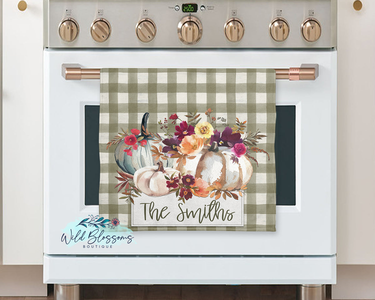 Olive Autumn Blooms Personalized Glass Cutting Board