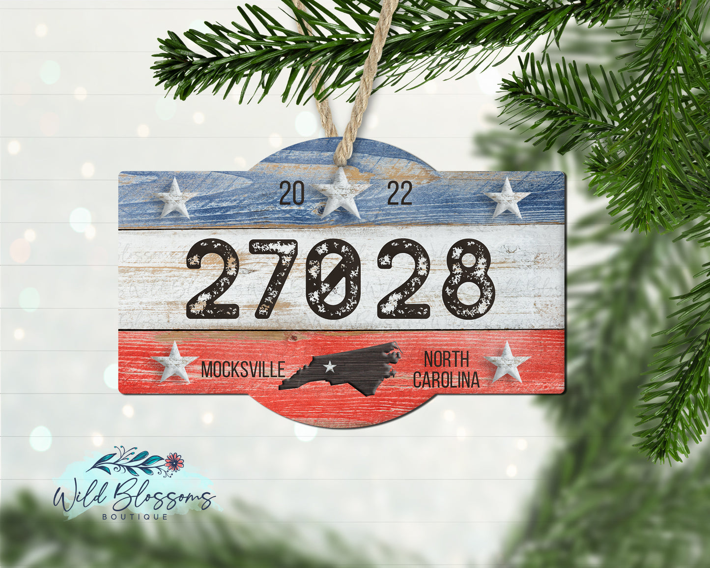 Patriotic Zip Code Ornament