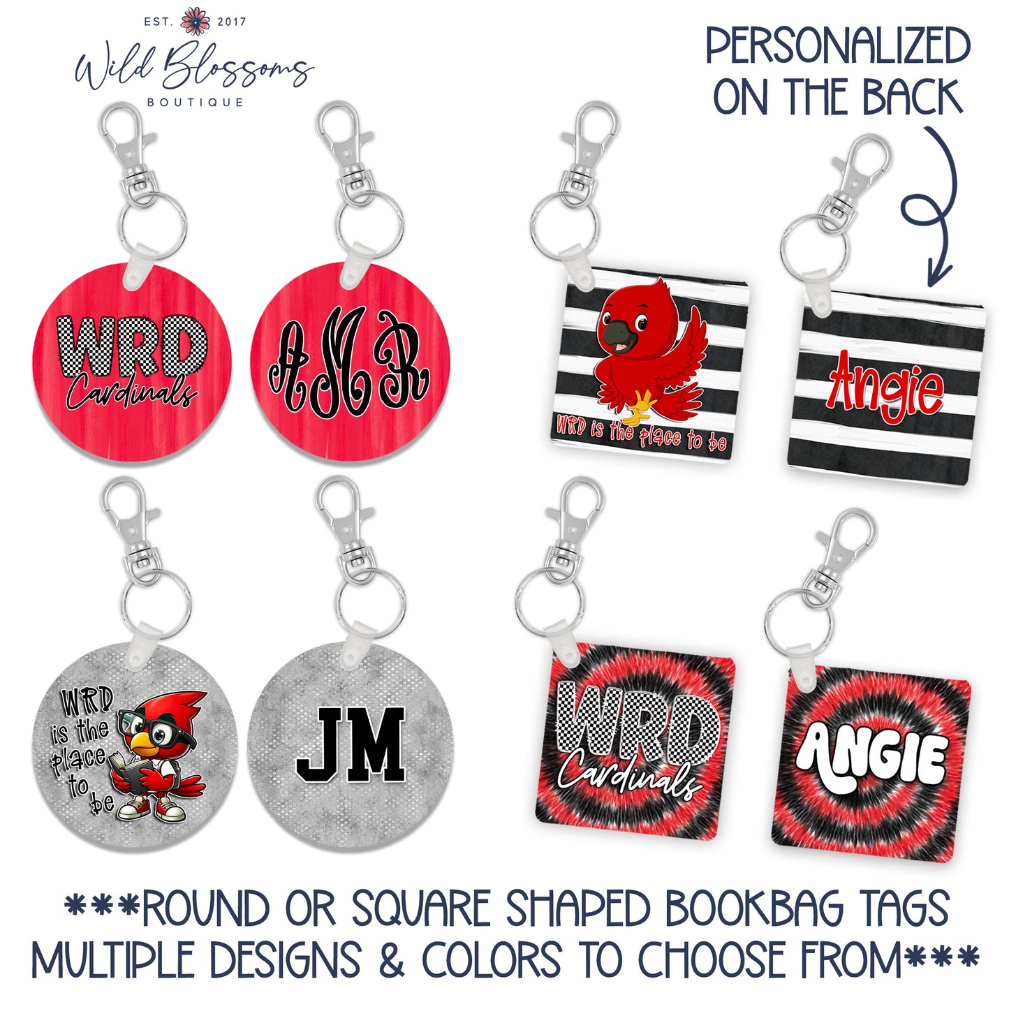 Personalized WRD Spirit Bookbag Tags