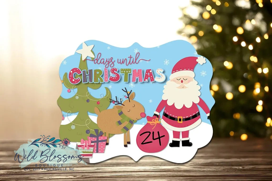Santa And Reindeer Days Until Christmas Countdown Dry Erase Board