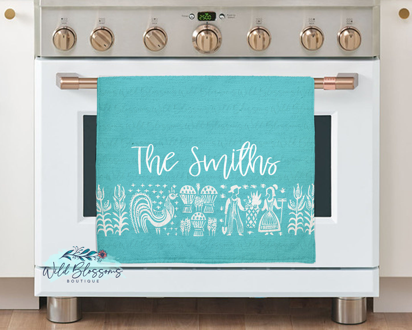 Vintage Butterprint Personalized Kitchen Towel