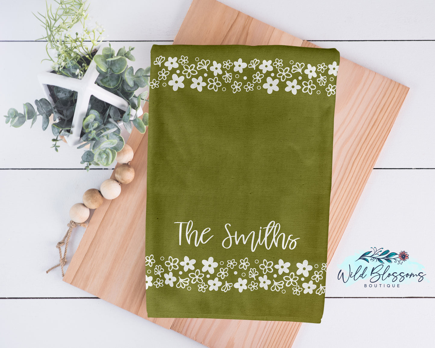 Vintage Crazy Daisy Personalized Kitchen Towel