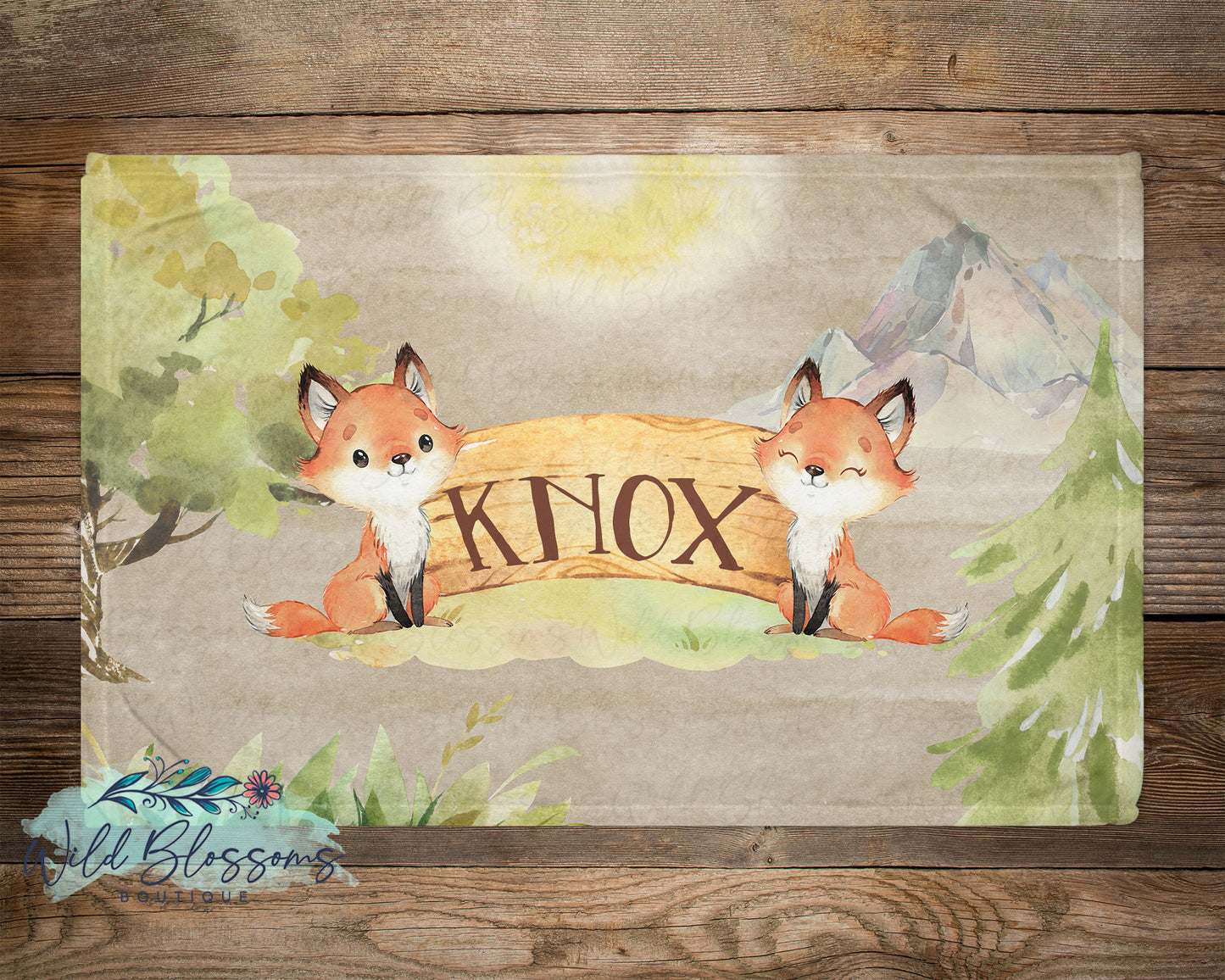 Woodland Fox Personalized Baby Lovie Blanket