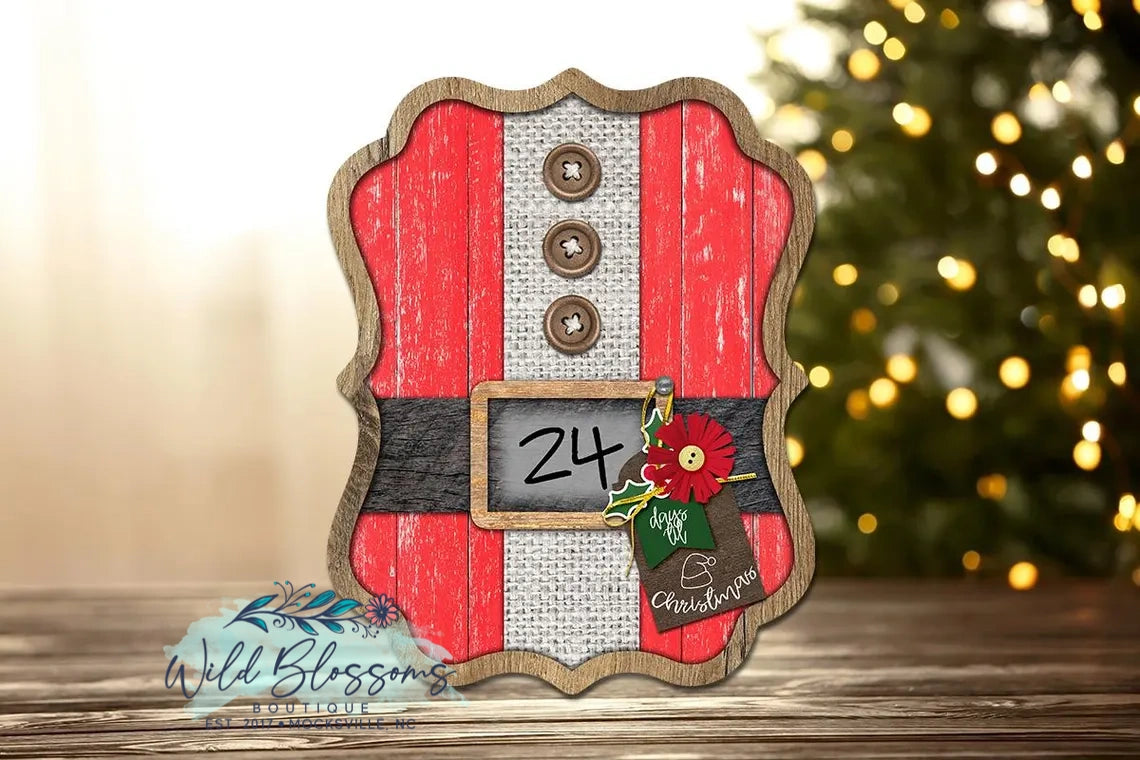 Wooden Santa Suit Days Until Christmas Countdown Dry Erase Board