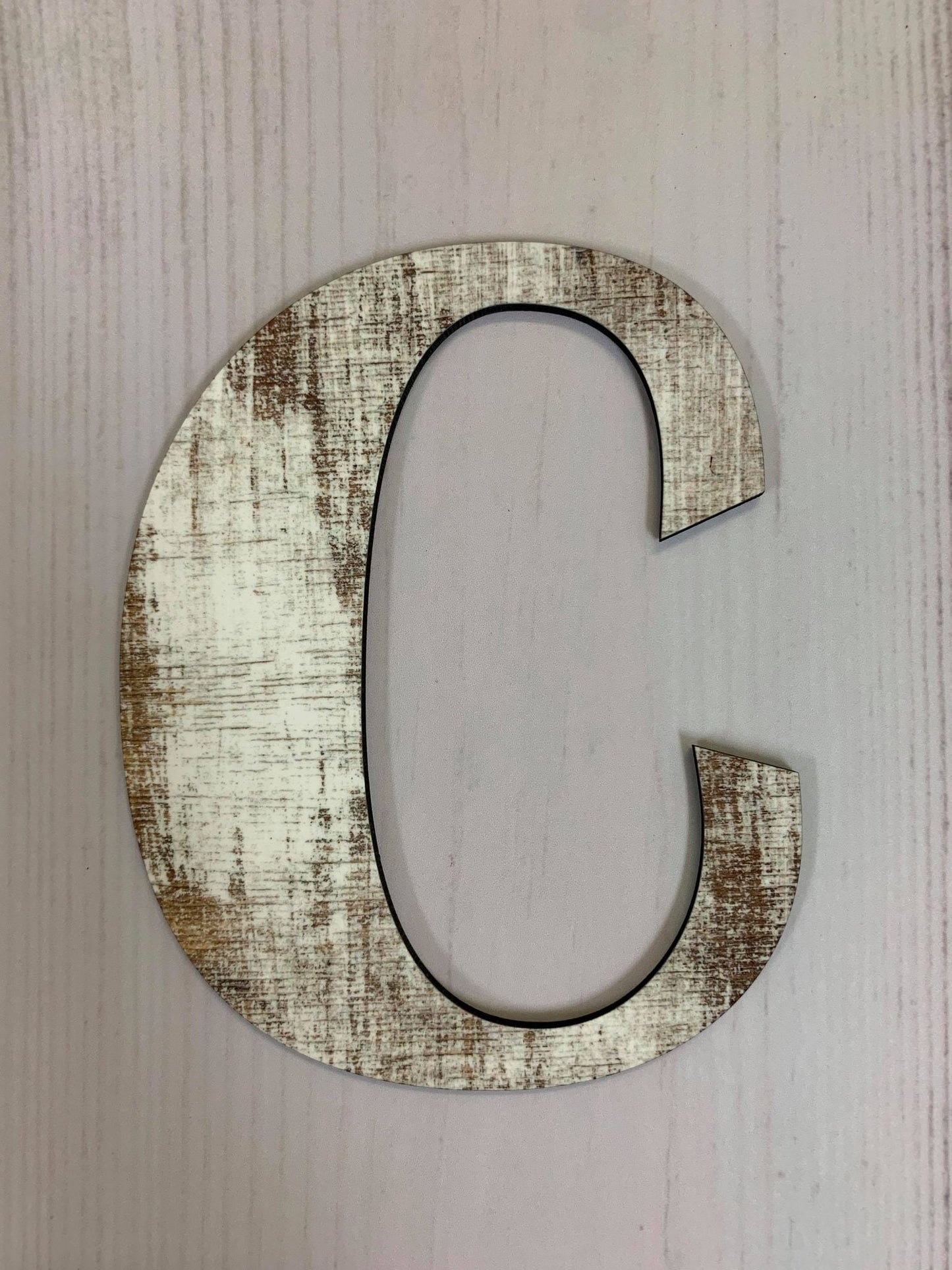 Distressed Wooden Look Individual Letter Tiered Tray Decor