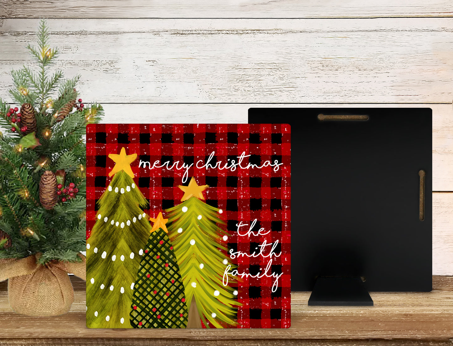 Red Buffalo Plaid Christmas Trees Ornament
