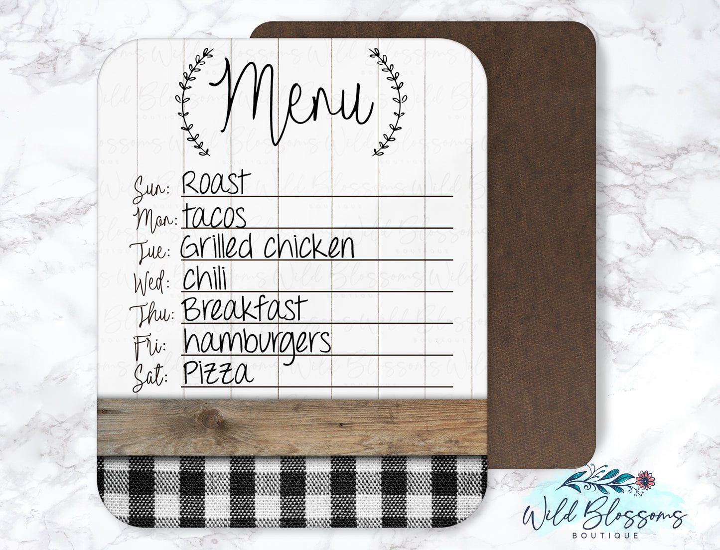 Buffalo Plaid Farmhouse Menu Dry Erase Board