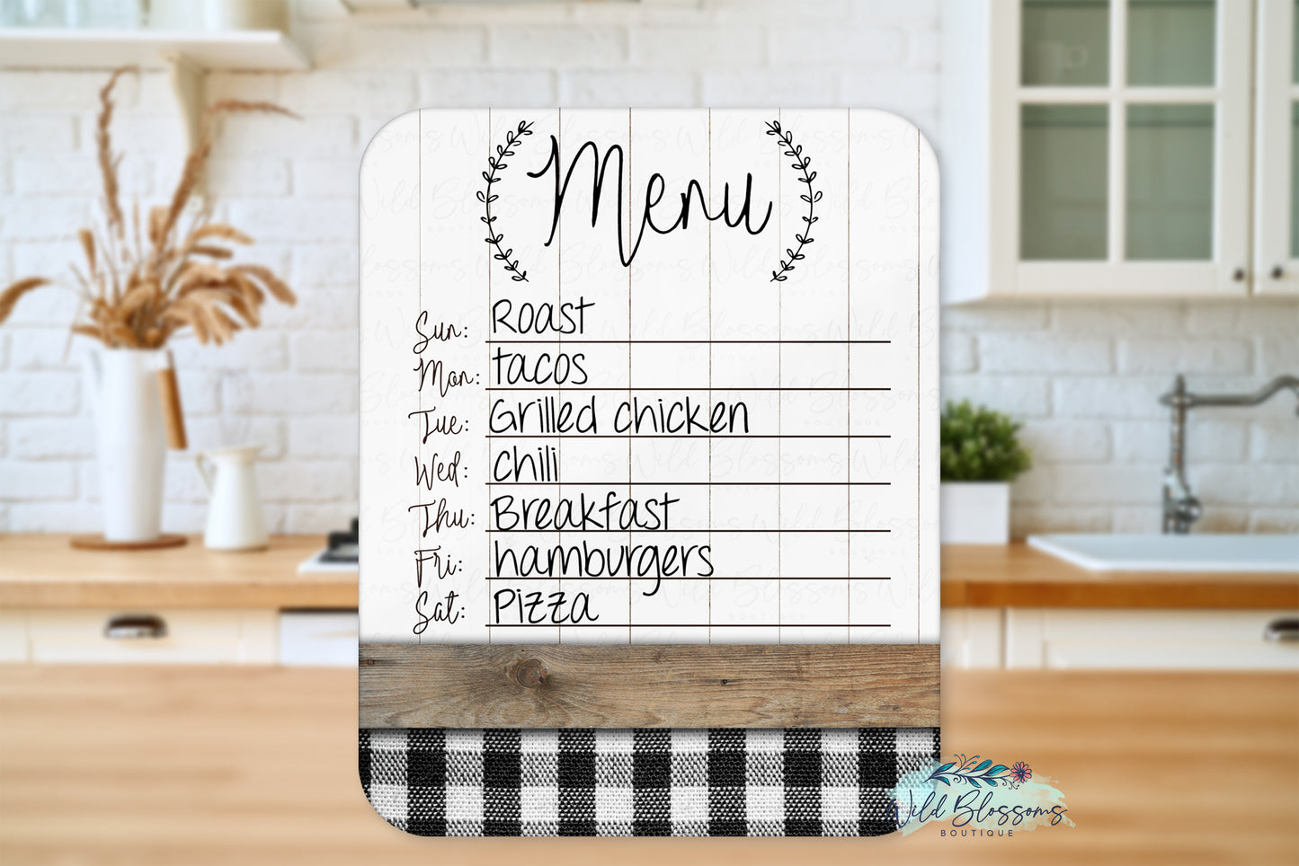 Buffalo Plaid Farmhouse Glass Cutting Board