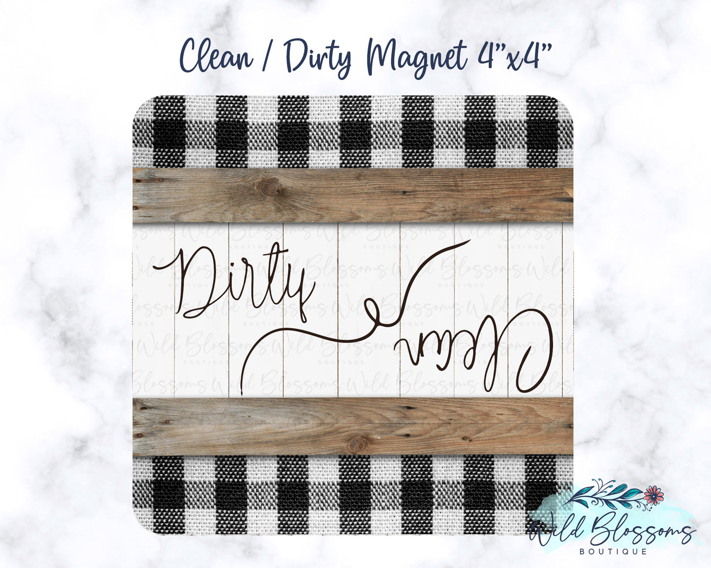 Buffalo Plaid Farmhouse Clean / Dirty Dishwasher Magnet