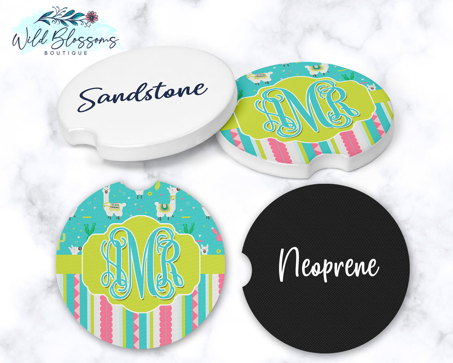 Colorful Llama Car Coasters