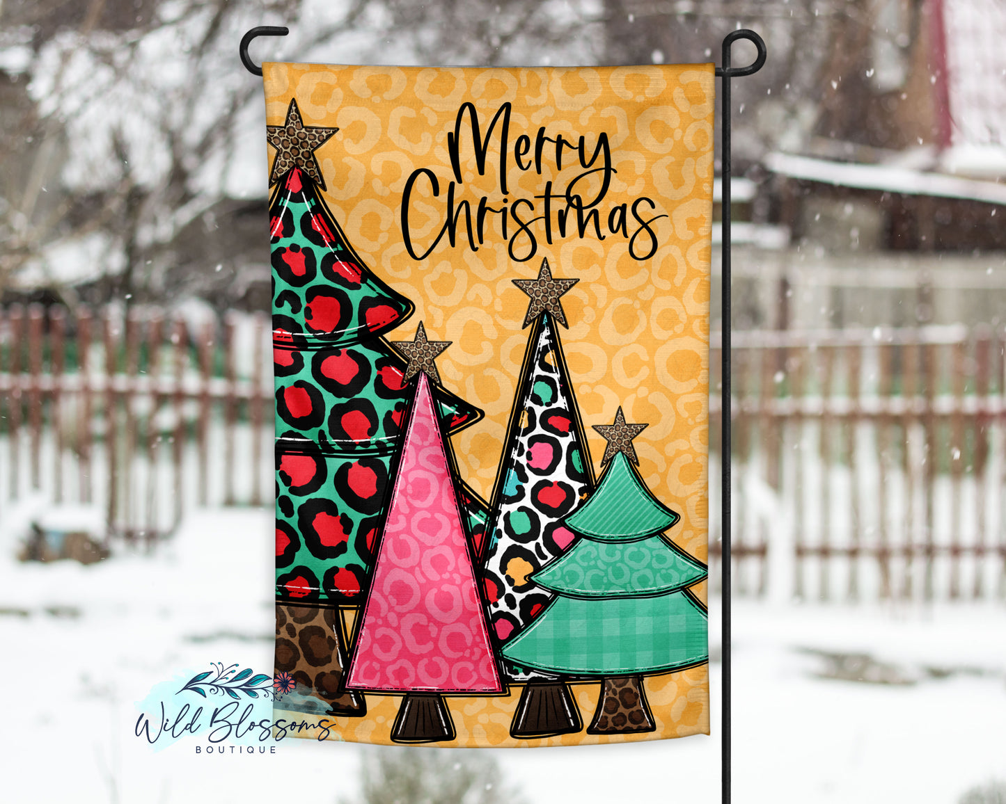 Colorful Christmas Trees Garden Flag