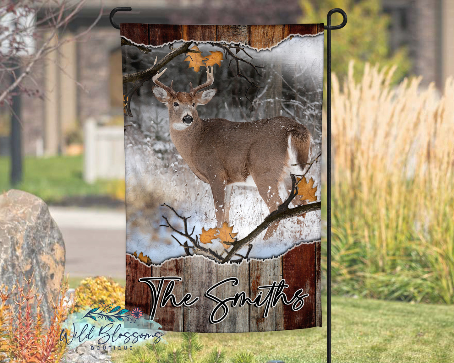 Deer In Forest Garden Flag