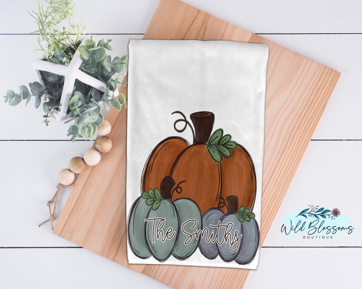 Pumpkin Trio Personalized Kitchen Towel