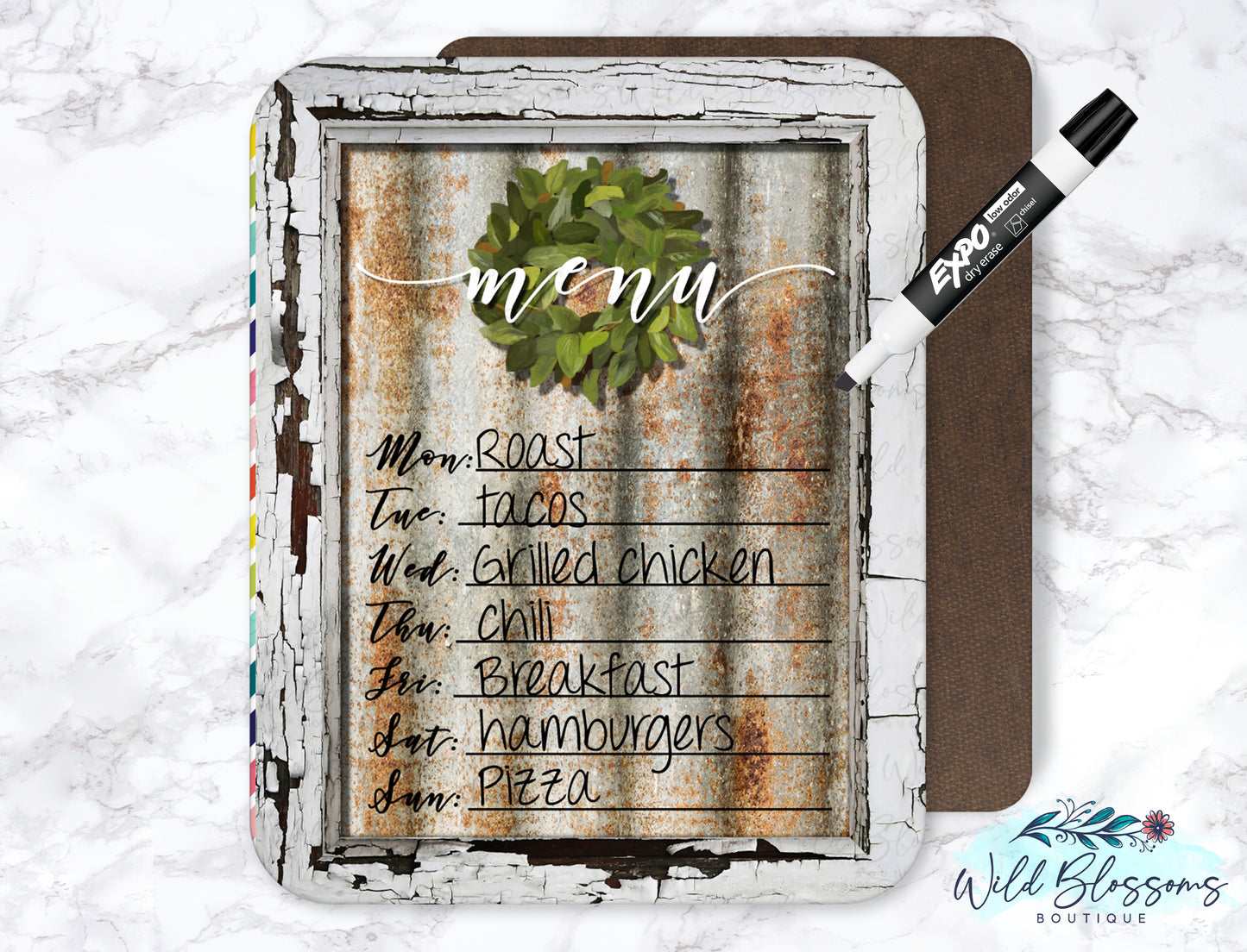 Rustic Menu Dry Erase Board