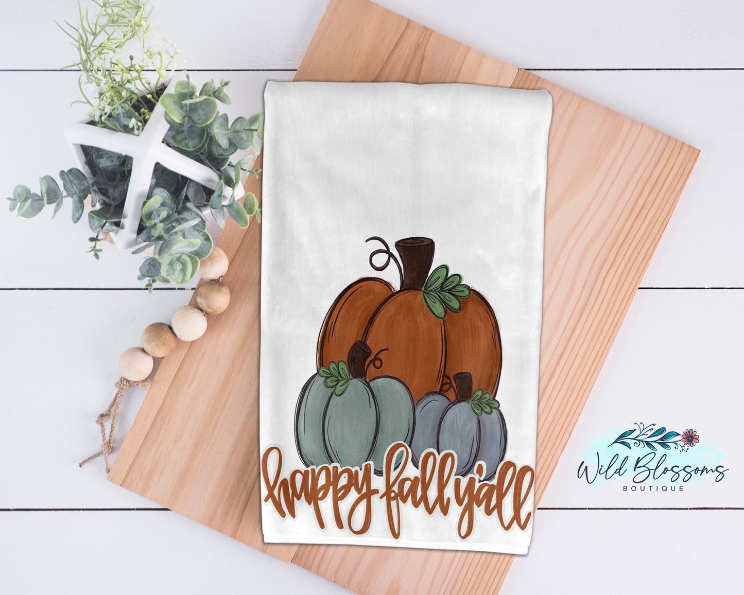 Happy Fall Y'all Pumpkin Trio Kitchen Towel
