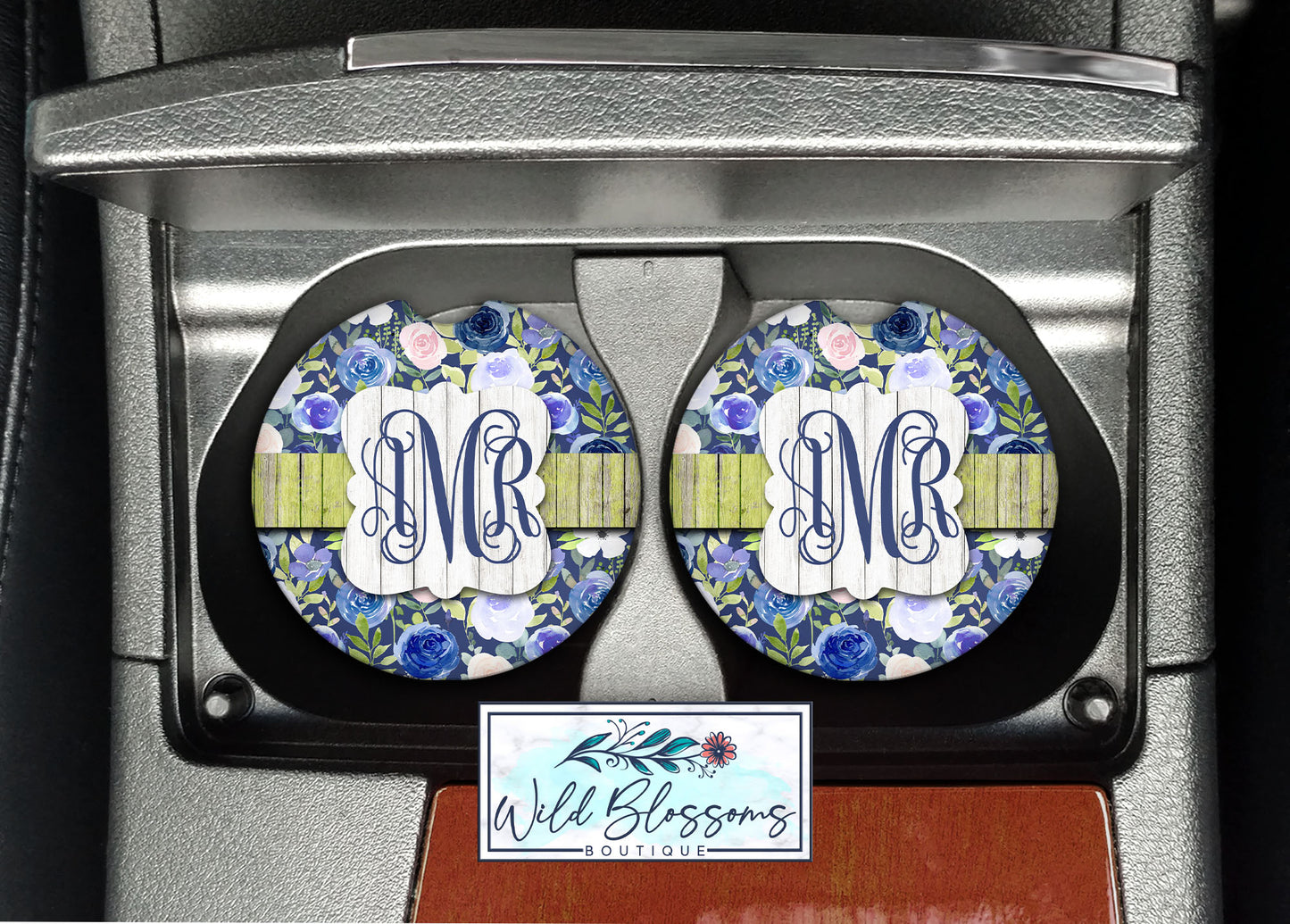 Blue Floral Personalized License Plate