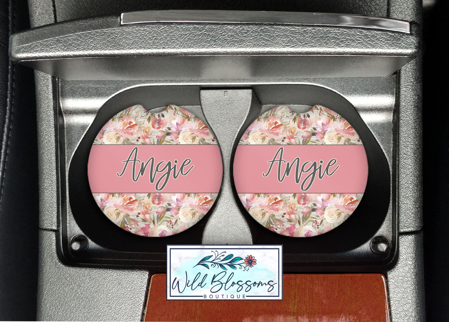 Wooden Blush Floral License Plate