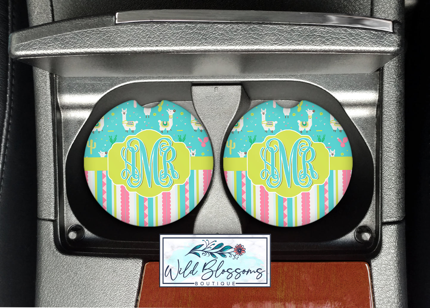 Colorful Llama Car Coasters