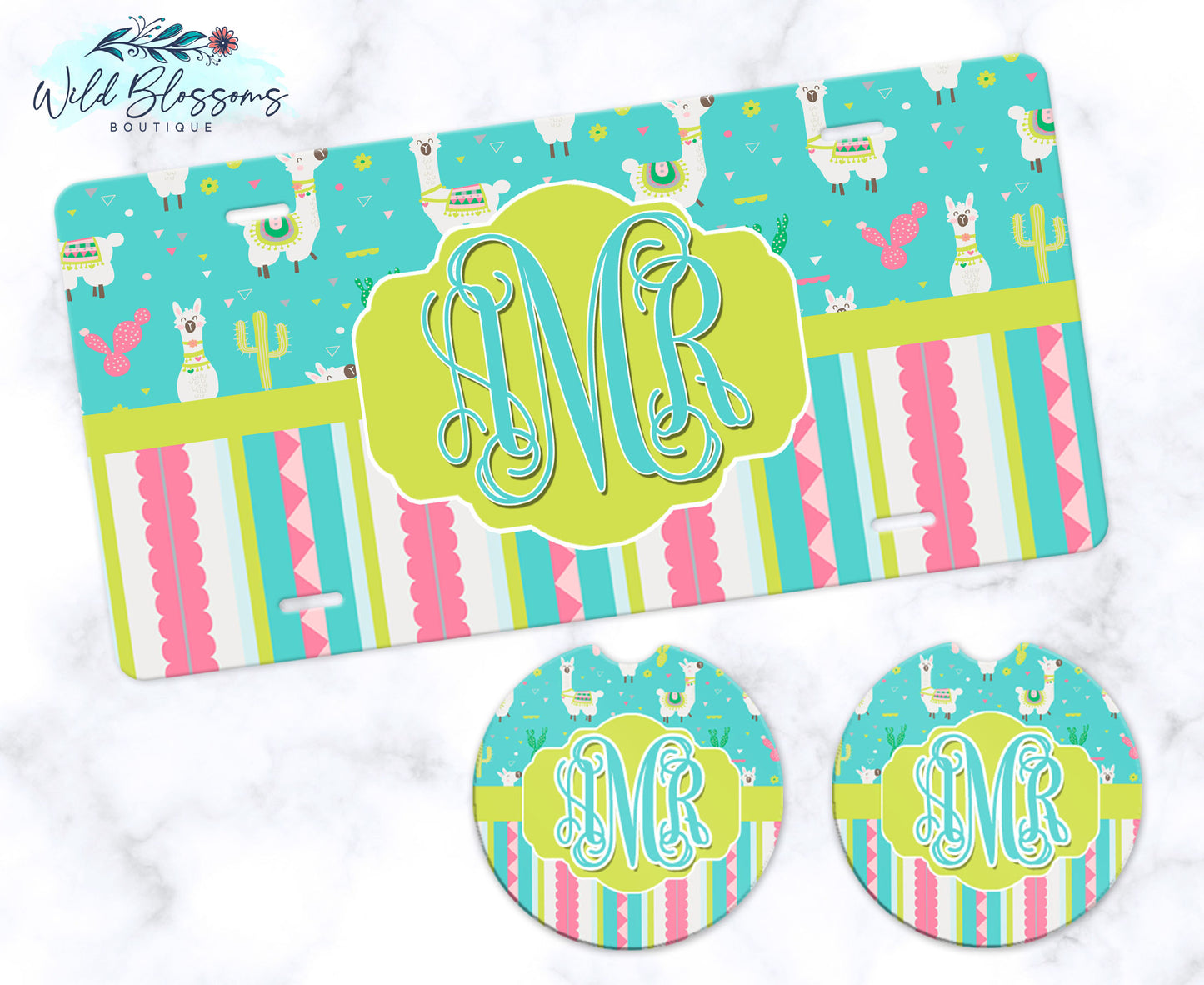 Colorful Llama License Plate