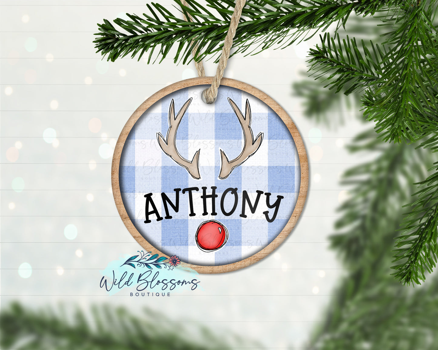 Boy or Girl Reindeer Antler Personalized Ornament