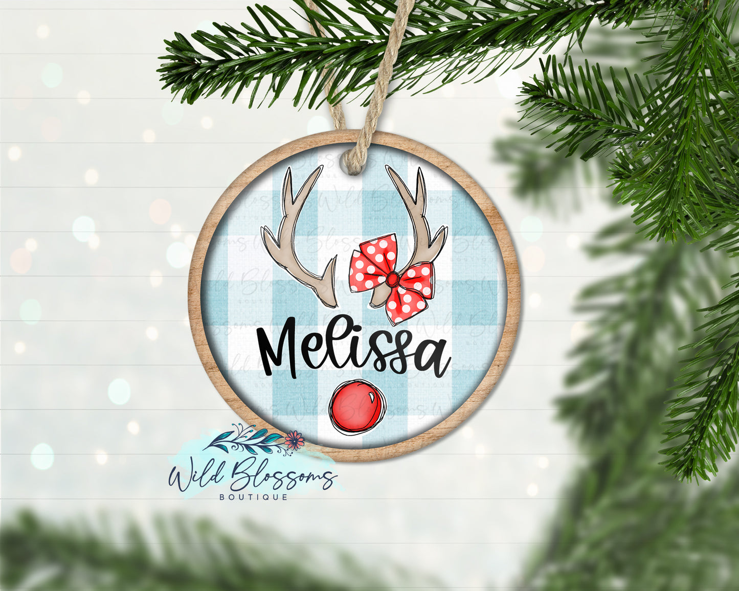 Boy or Girl Reindeer Antler Personalized Ornament