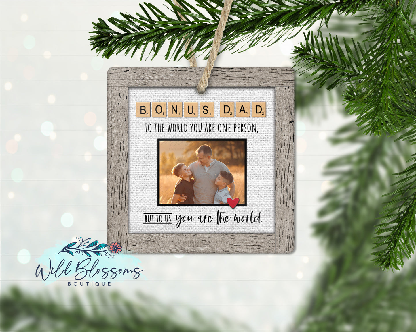 Stepdad | Bonus Dad Scrabble Tile Photo Ornament