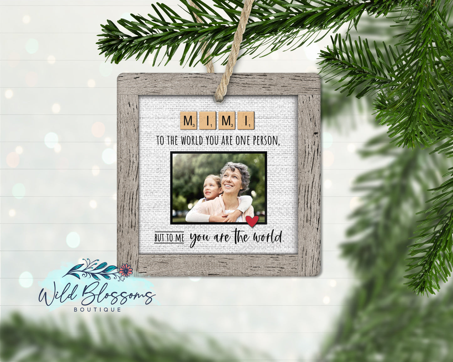 Grandma | Mimi | Nana | Nanny | Nonna Scrabble Tile Photo Ornament
