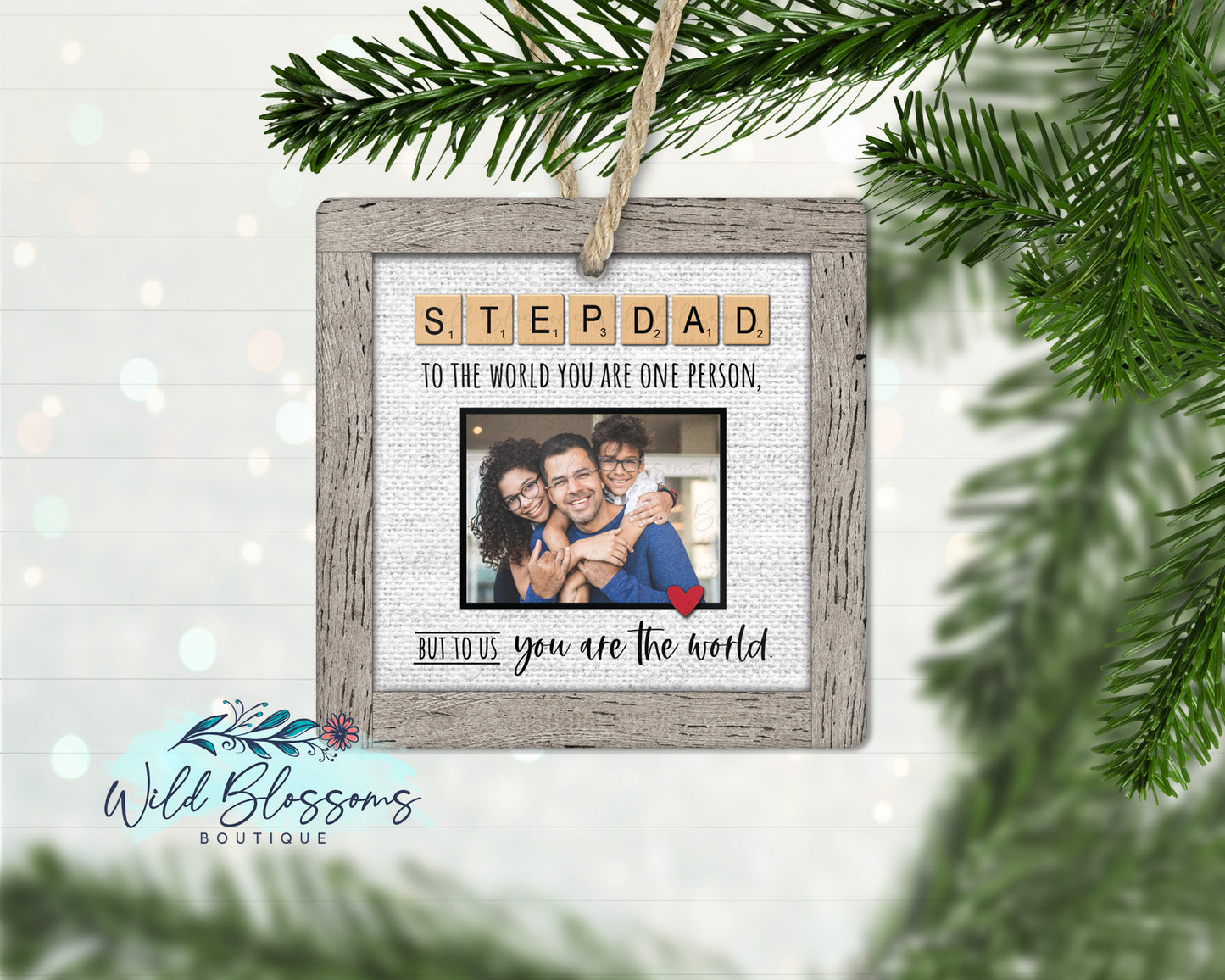 Stepdad | Bonus Dad Scrabble Tile Photo Ornament