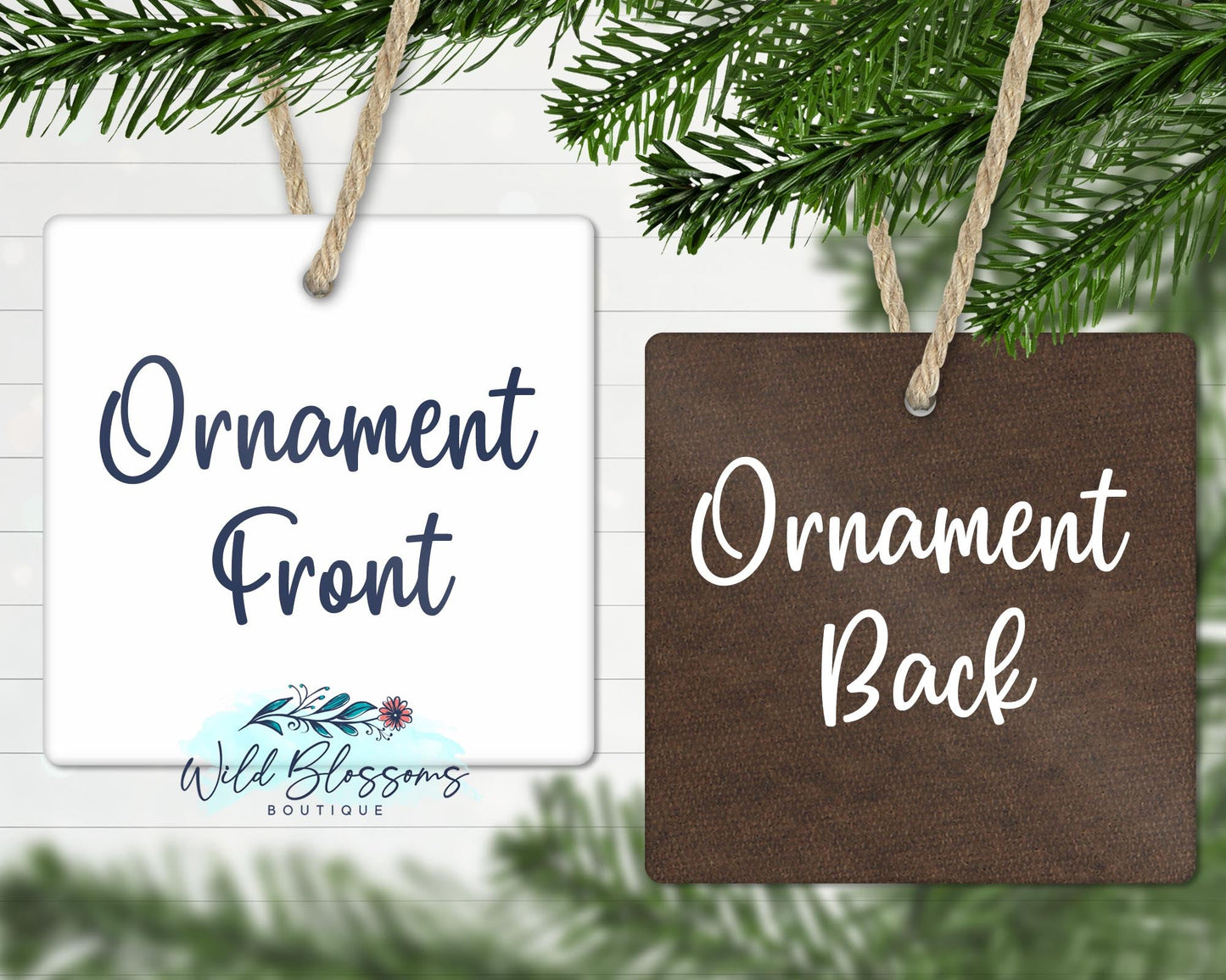 Rustic Wooden Buffalo Plaid Christmas Tree Family Name Ornament