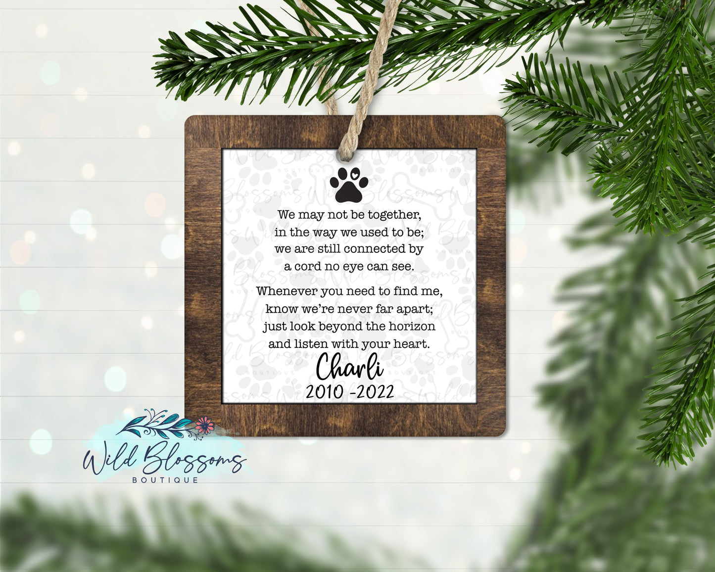 Wooden Frame Dog Memorial Ornament