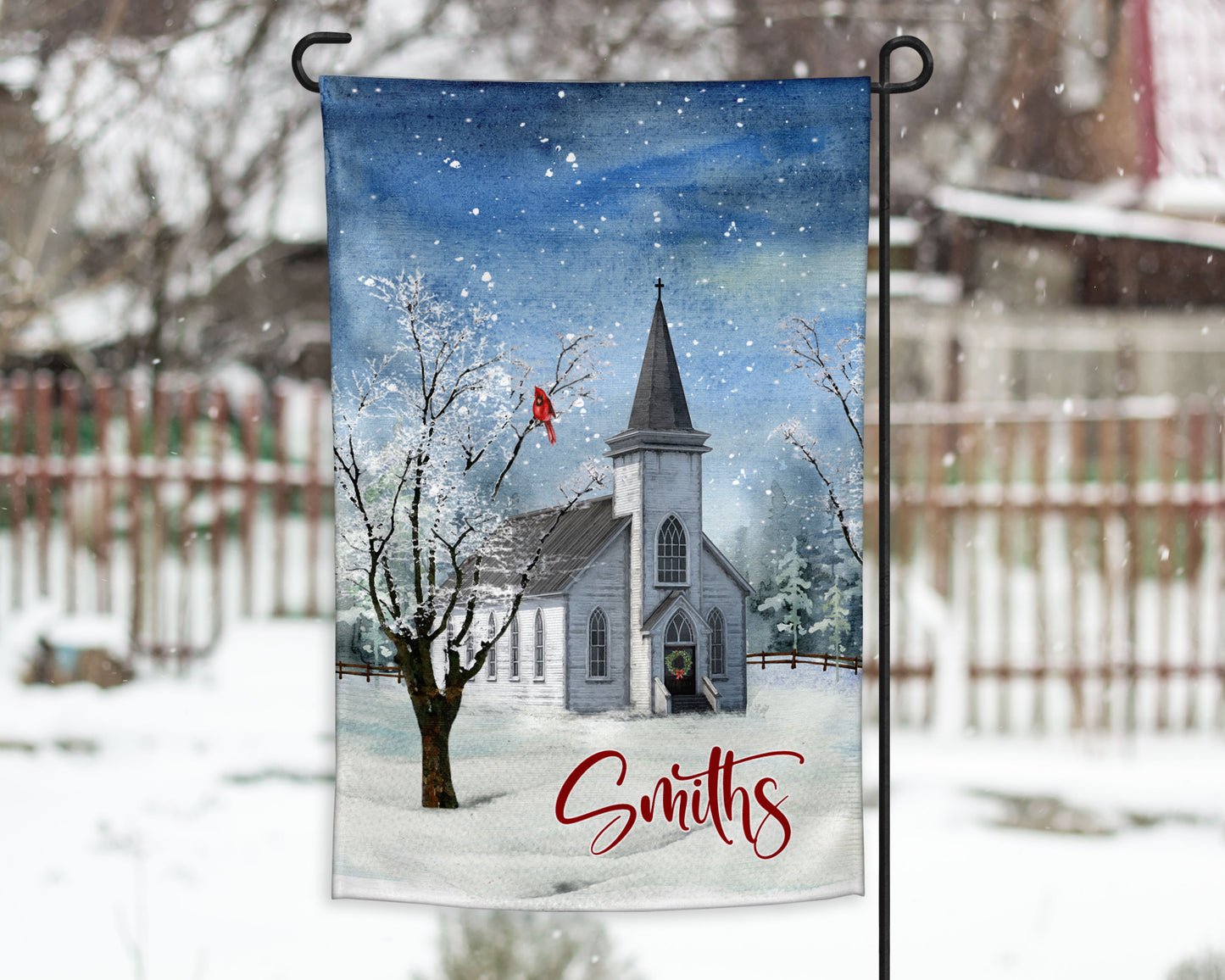 Winter White Church Garden Flag