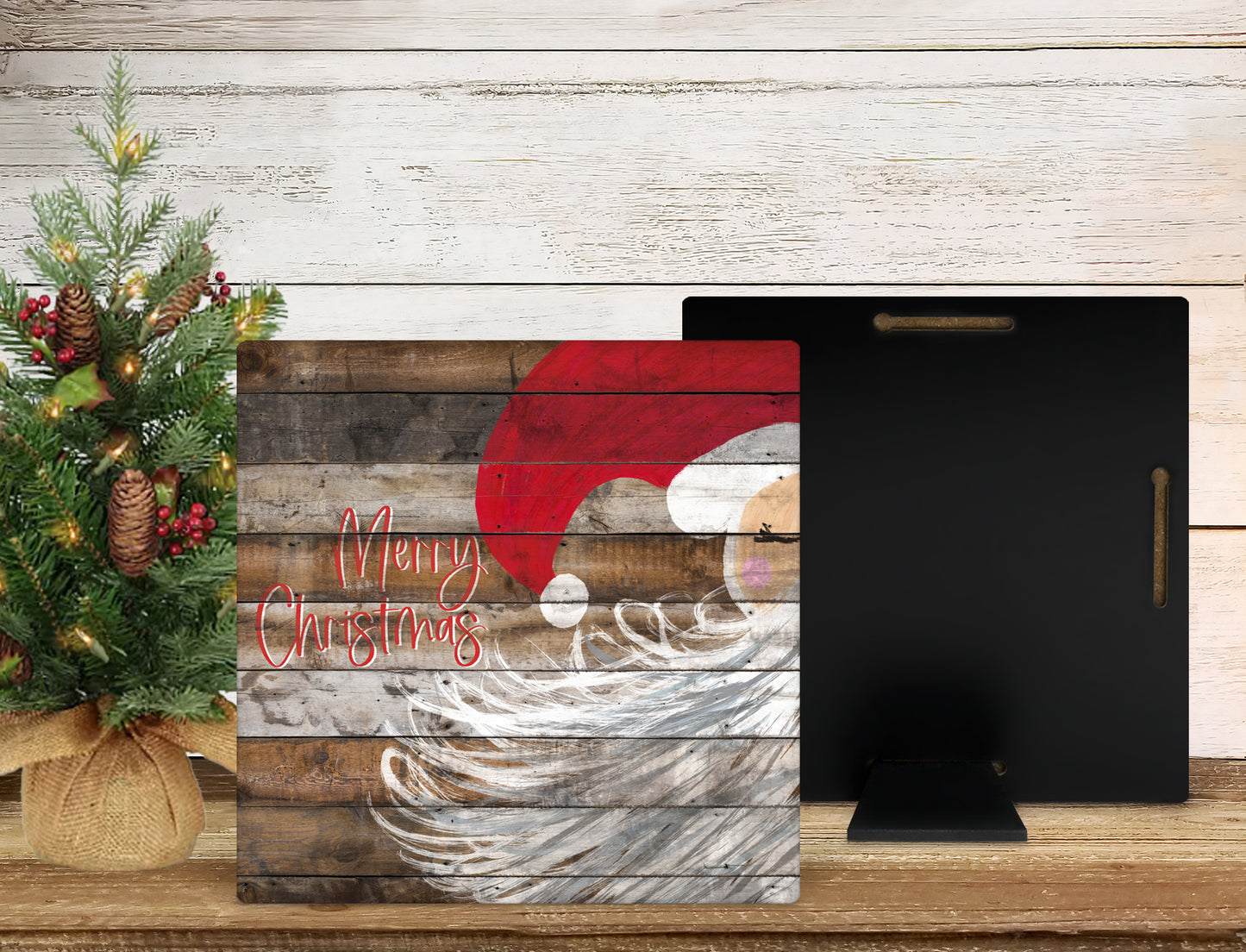 Merry Christmas Wooden Painted Santa Personalized Sign