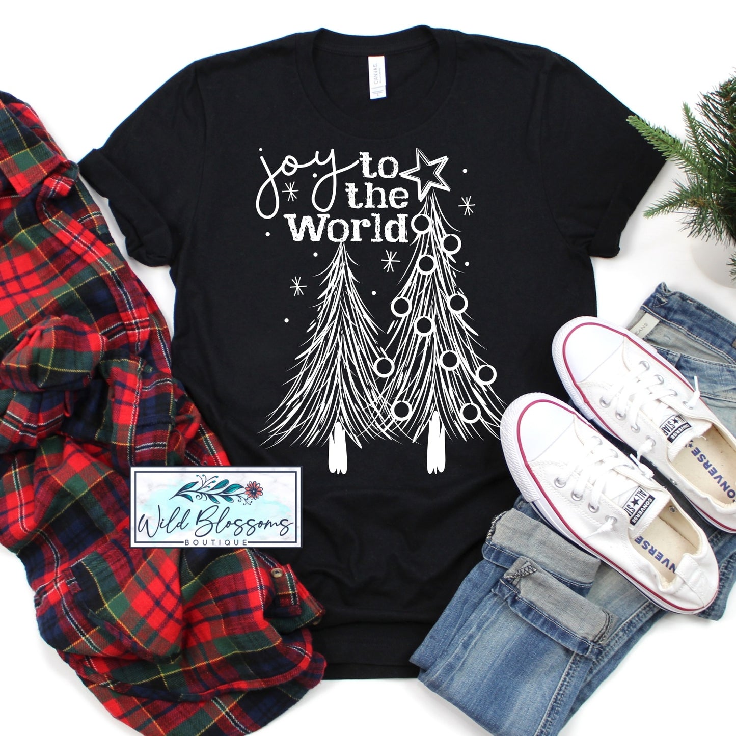 Joy To The World Double Christmas Tree Graphic Tee