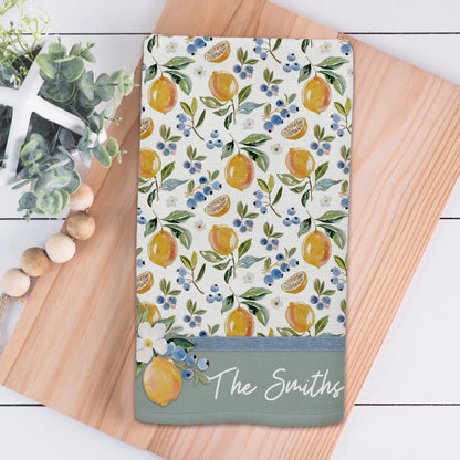 Lemon Blueberry Personalized Kitchen Towel