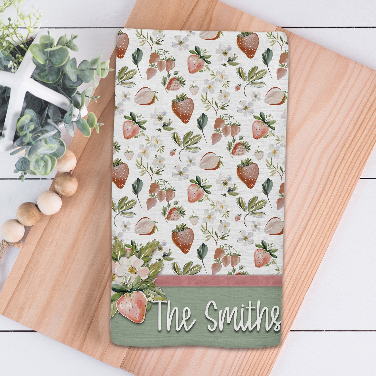 Strawberry Wildflower Personalized Kitchen Towel